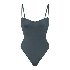 SKIMS Slate Blue/Grey Body Suit Size Medium with Cupping Limited Edition Color